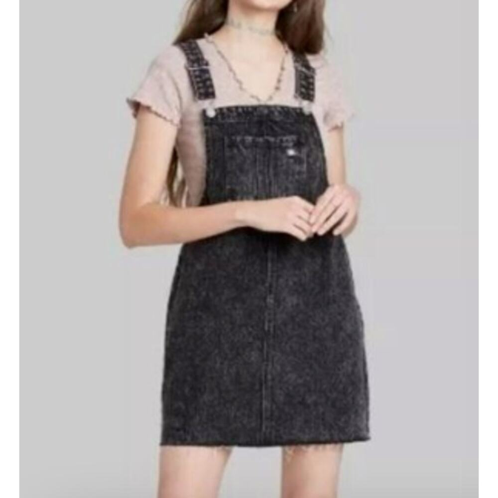 Wild Fable Raw Hem Jumper Skirt Black Gray Size Small